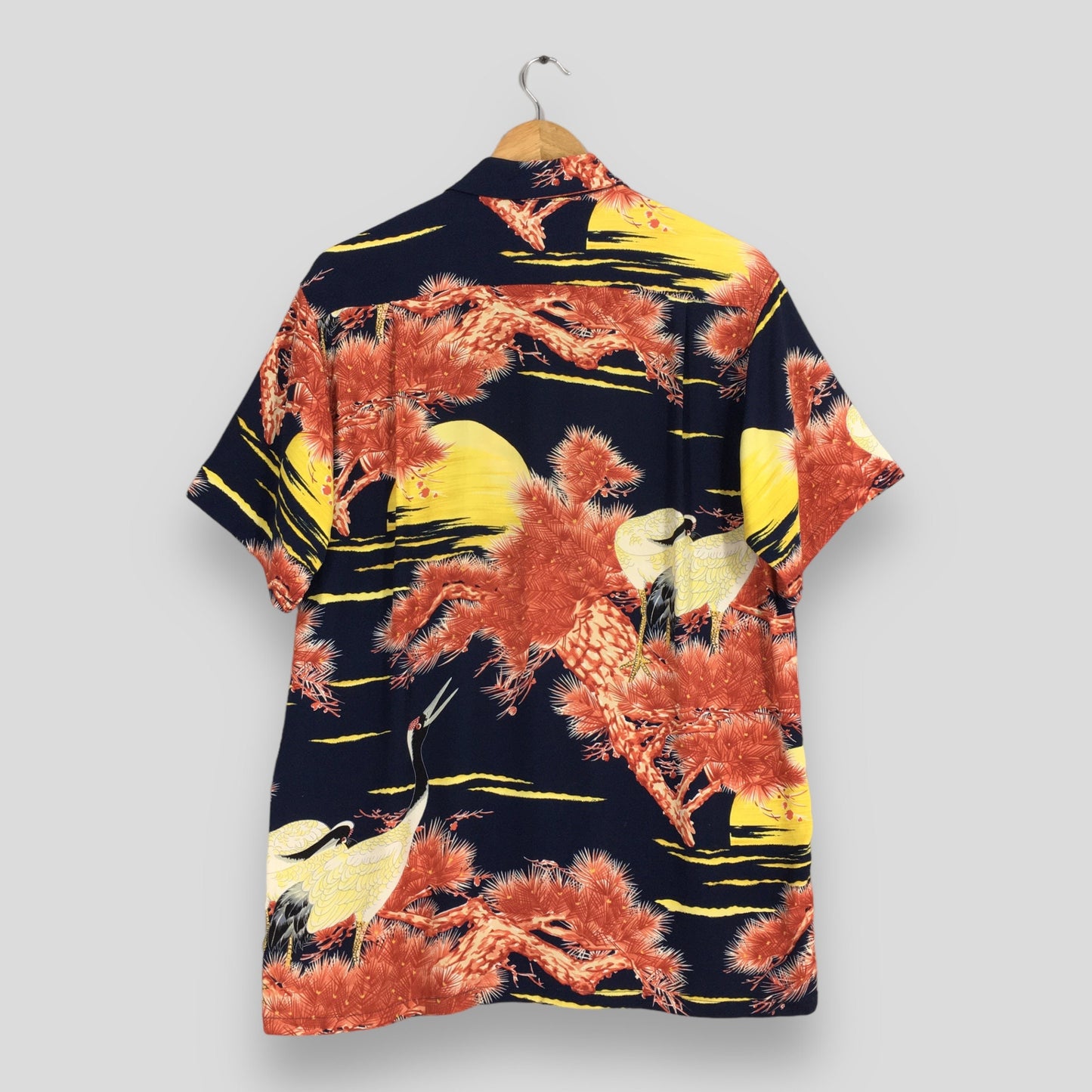 Hawaiian Japanese Sun Surf Toyo Phoenix Bird Rayon Shirt Medium