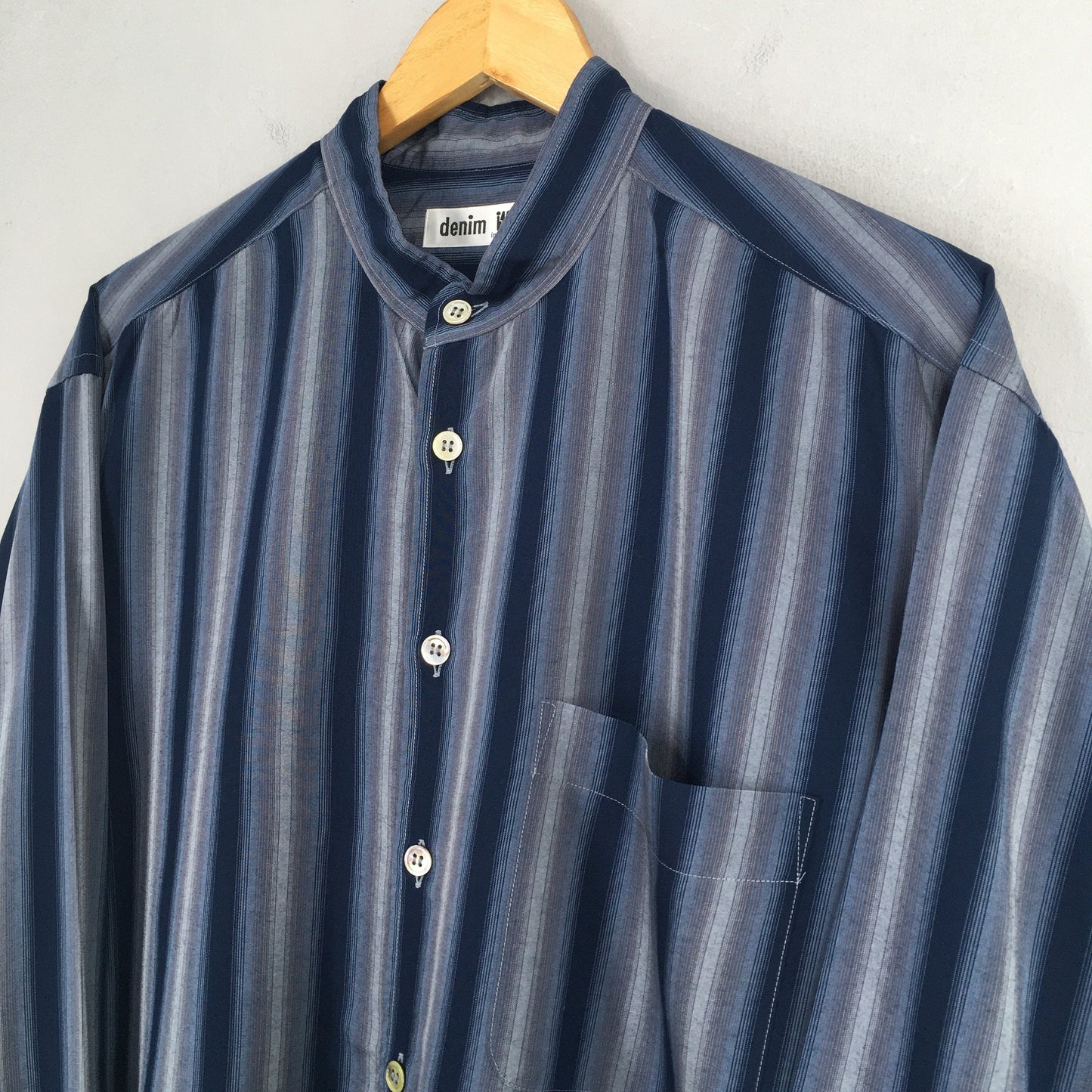 Issey Miyake Denim Striped Shirt Men Large