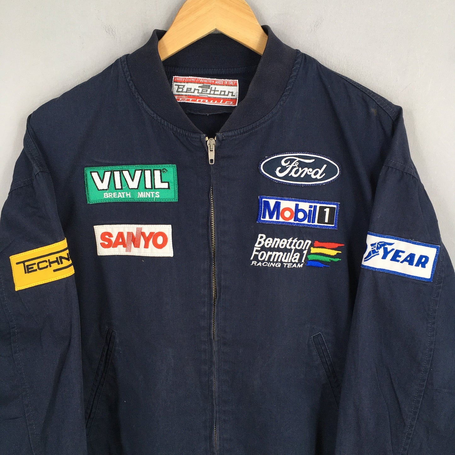 Benetton Formula 1 Embroidery Blue Cotton Jacket Large