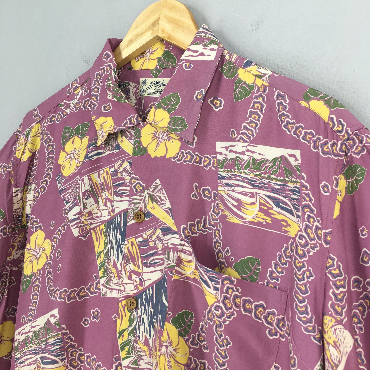 Glove House Hawaiian Hibiscus Shirt Medium