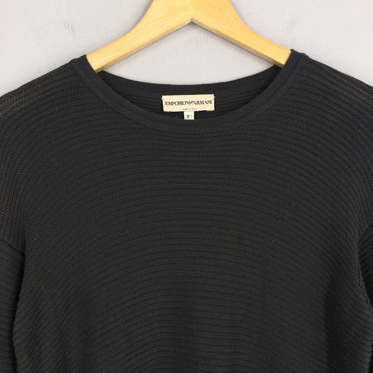 Emporio Armani Black Ribbed Longsleeve Tee Small