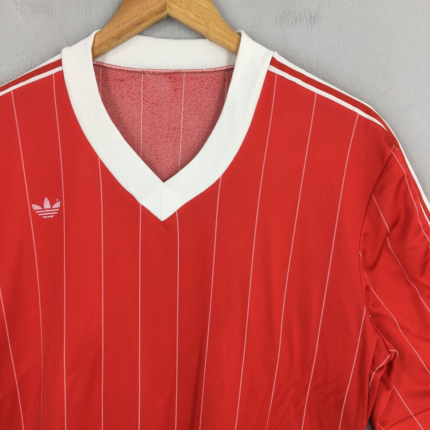 Vintage 80s Adidas Trefoil Red Stripes Jersey Medium