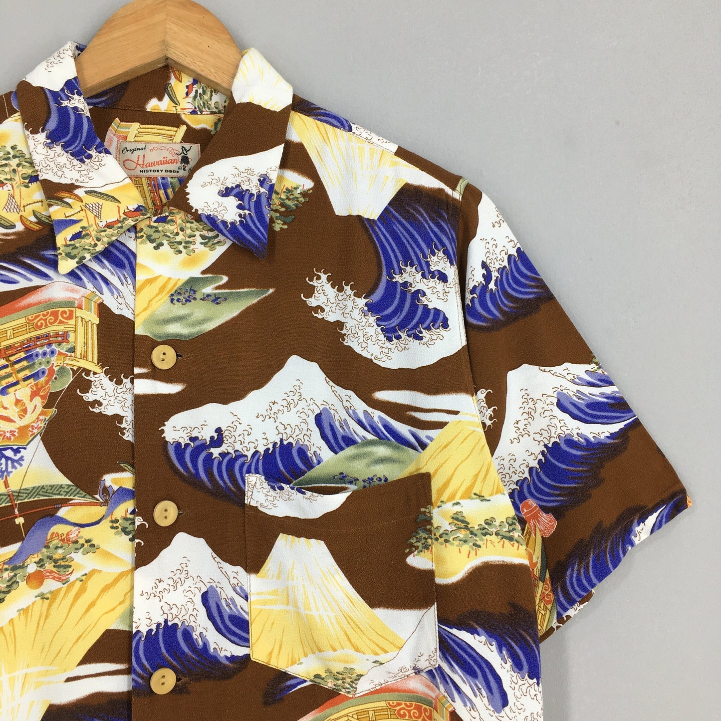 Hawaiian Japanese Fuji Mountain Rayon Shirt Medium