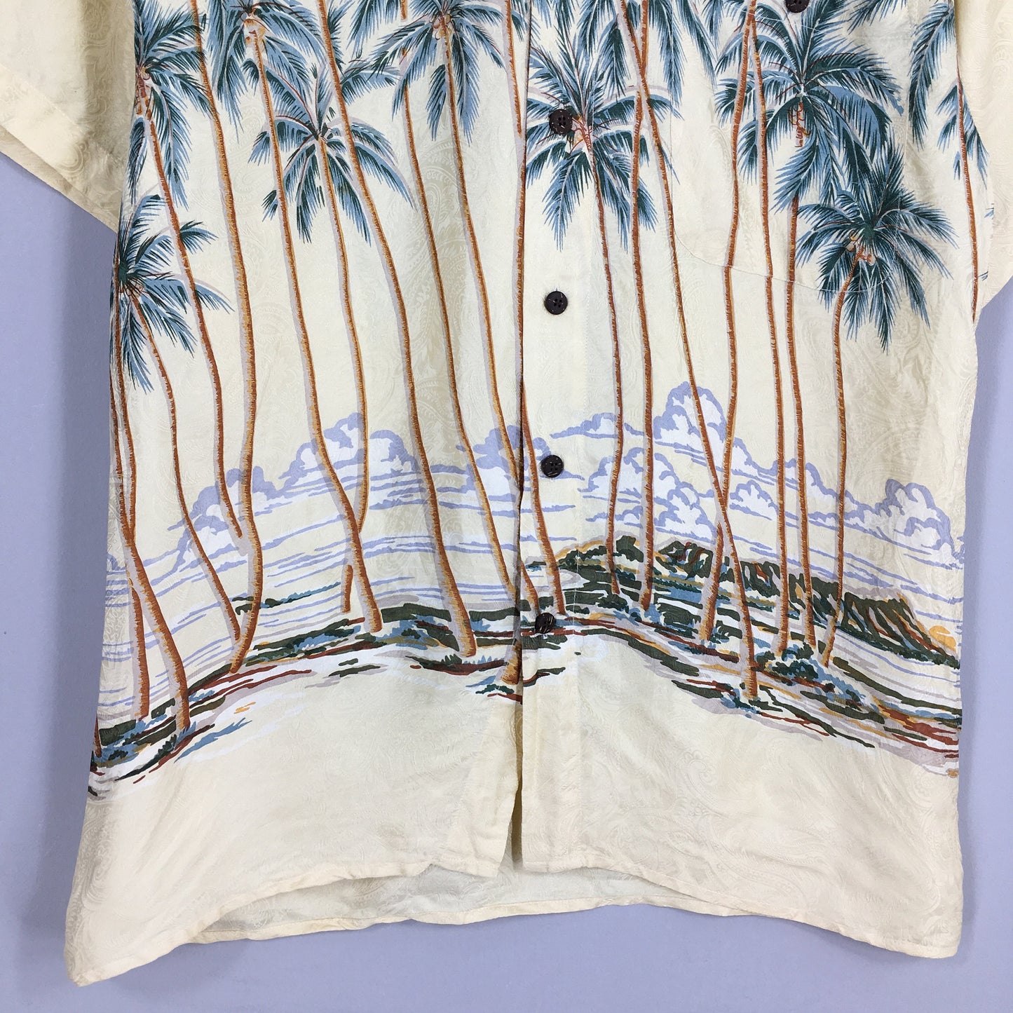 Hawaiian Palm Tree Tropical Silk Shirt Medium