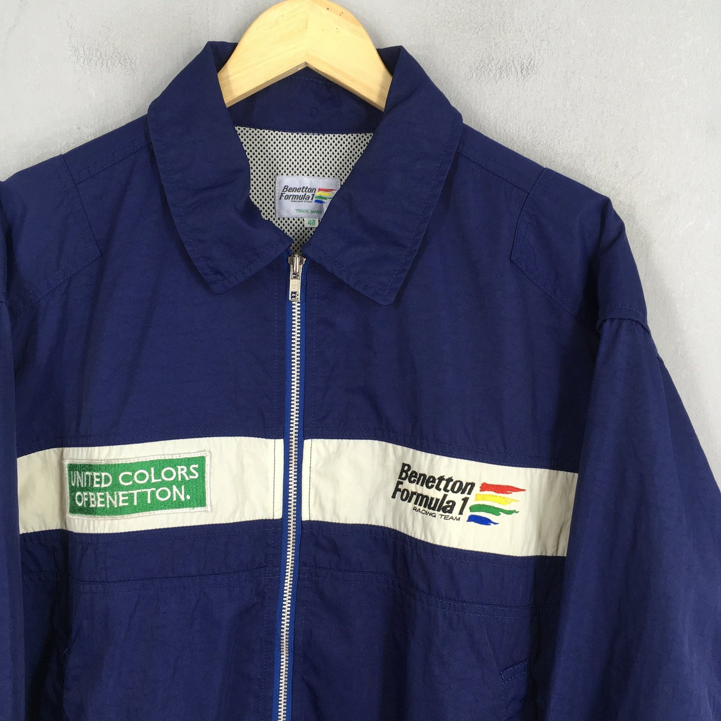 Benetton Formula 1 Embroidery Blue Cotton Jacket Large