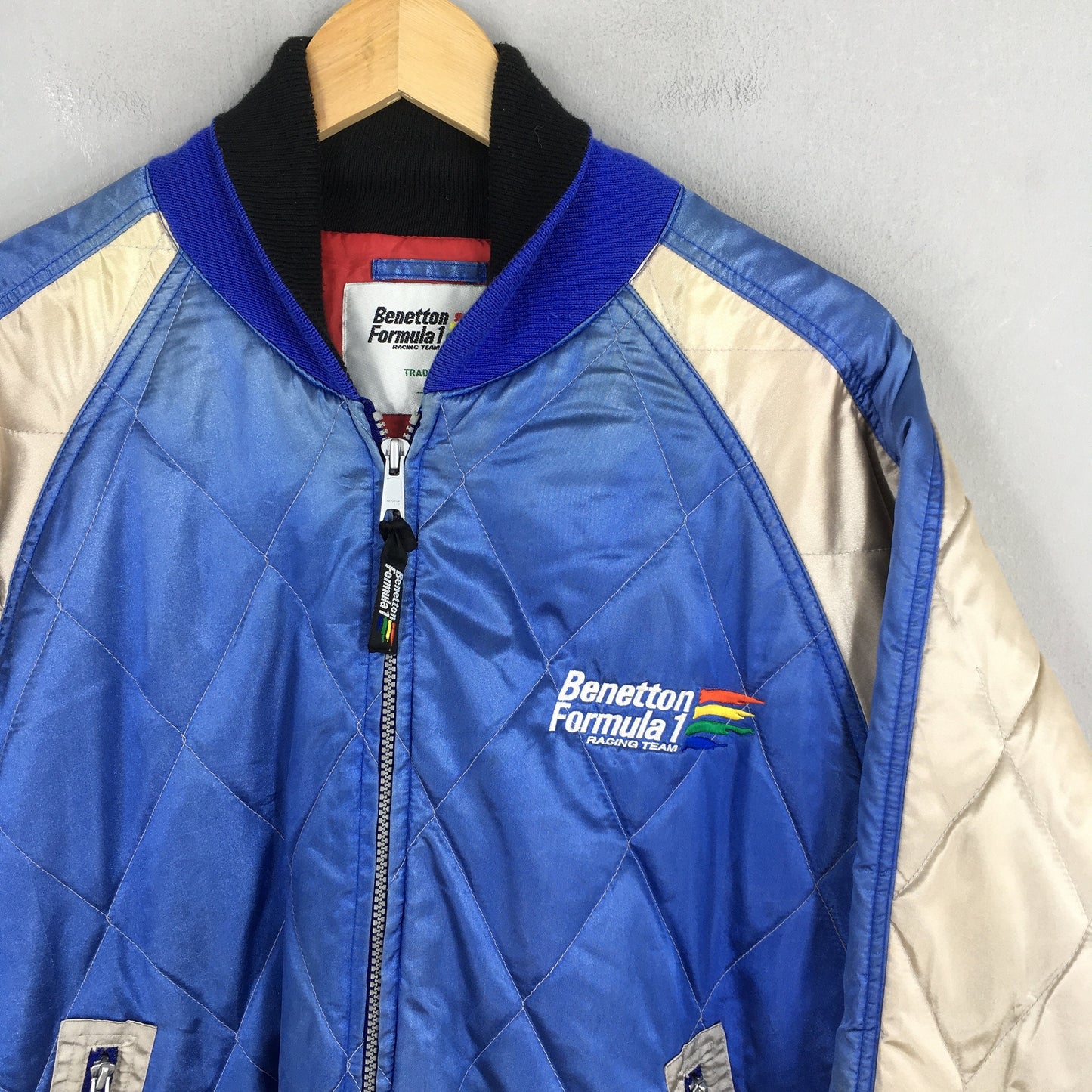 Benetton Formula 1 Embroidery Blue Bomber Jacket Large