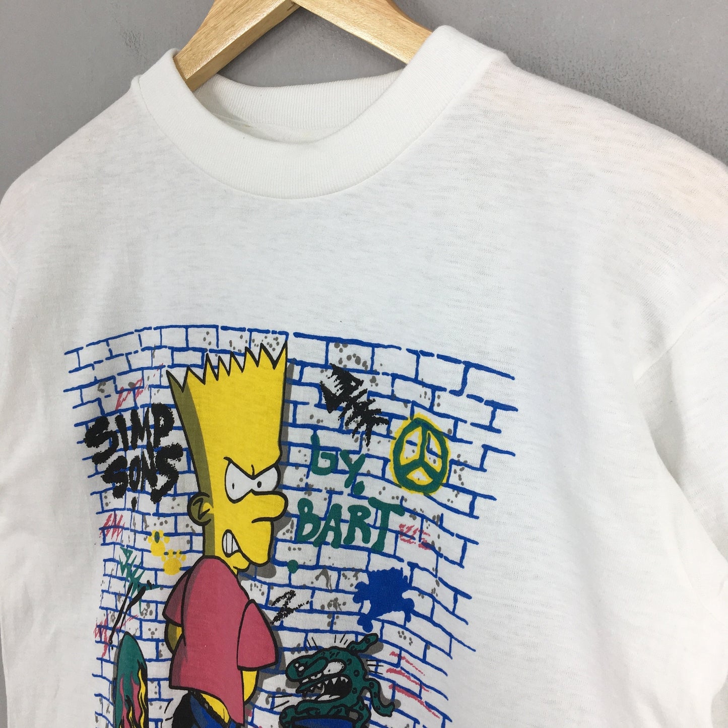 Bart Simpson Cartoon White T shirt Medium