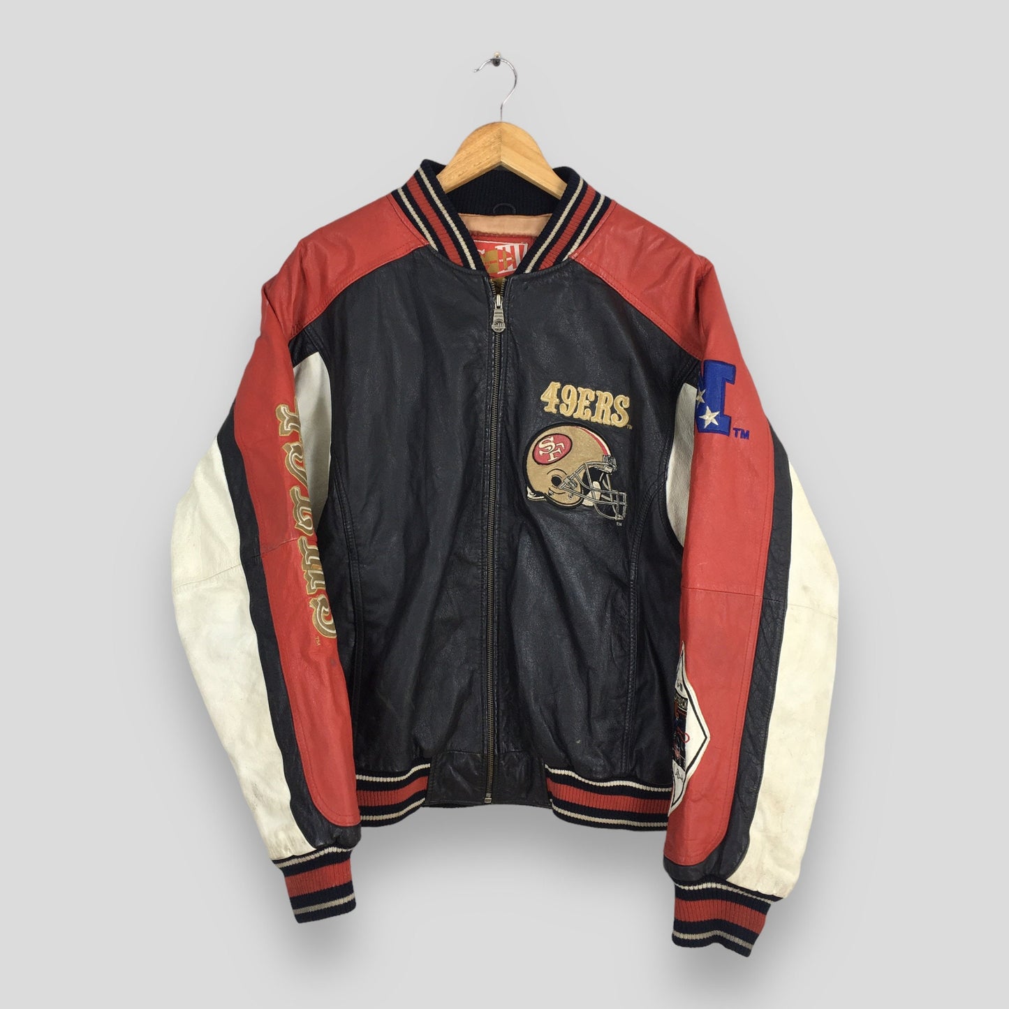 San Francisco 49ERS Gold Bomber Leather Jacket Large