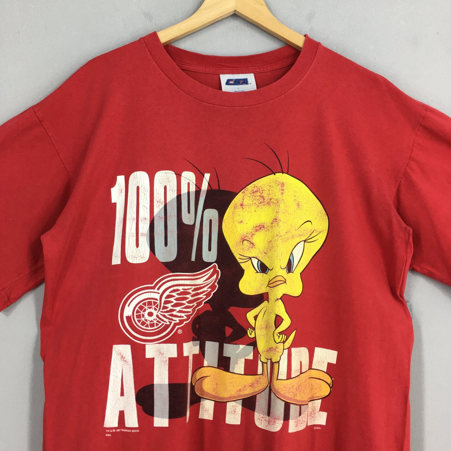 Detroit Red Wings Tweety Nhl Red T shirt Large