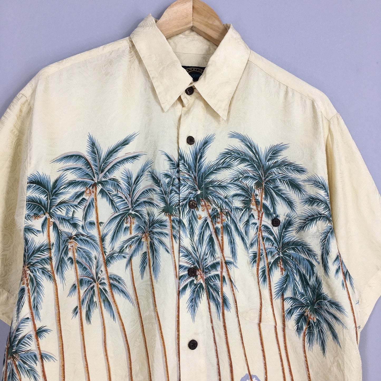 Hawaiian Palm Tree Tropical Silk Shirt Medium