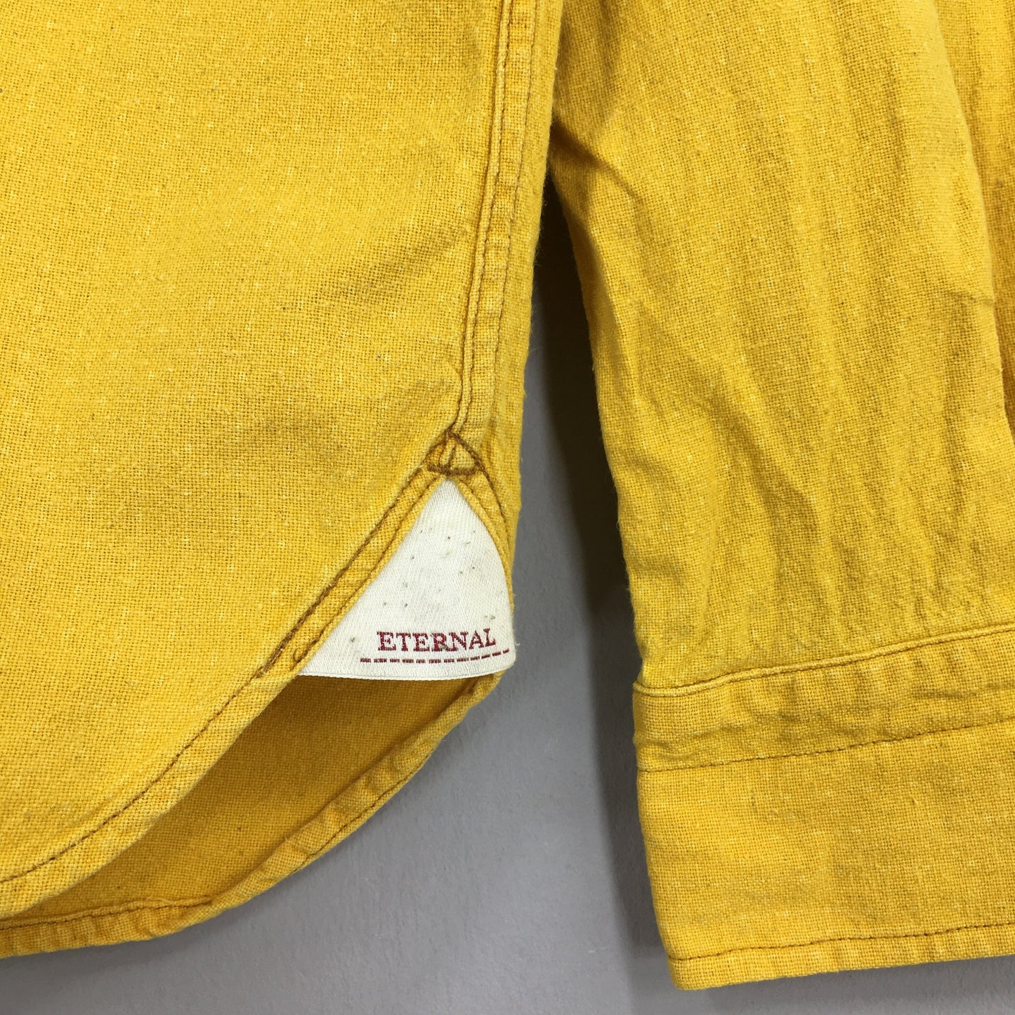 Eternal Plain Flannel Yellow Shawl Collar Shirt Large