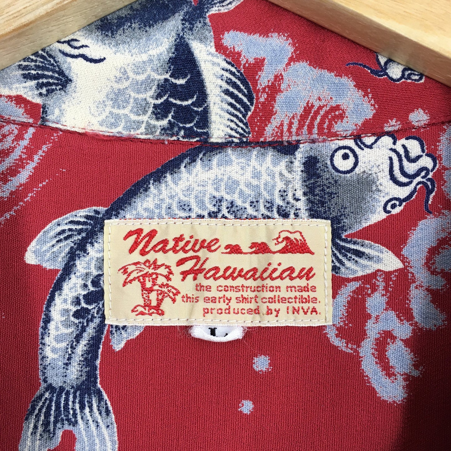 Hawaiian Patina Japanese Koi Fish Rayon Shirt Large