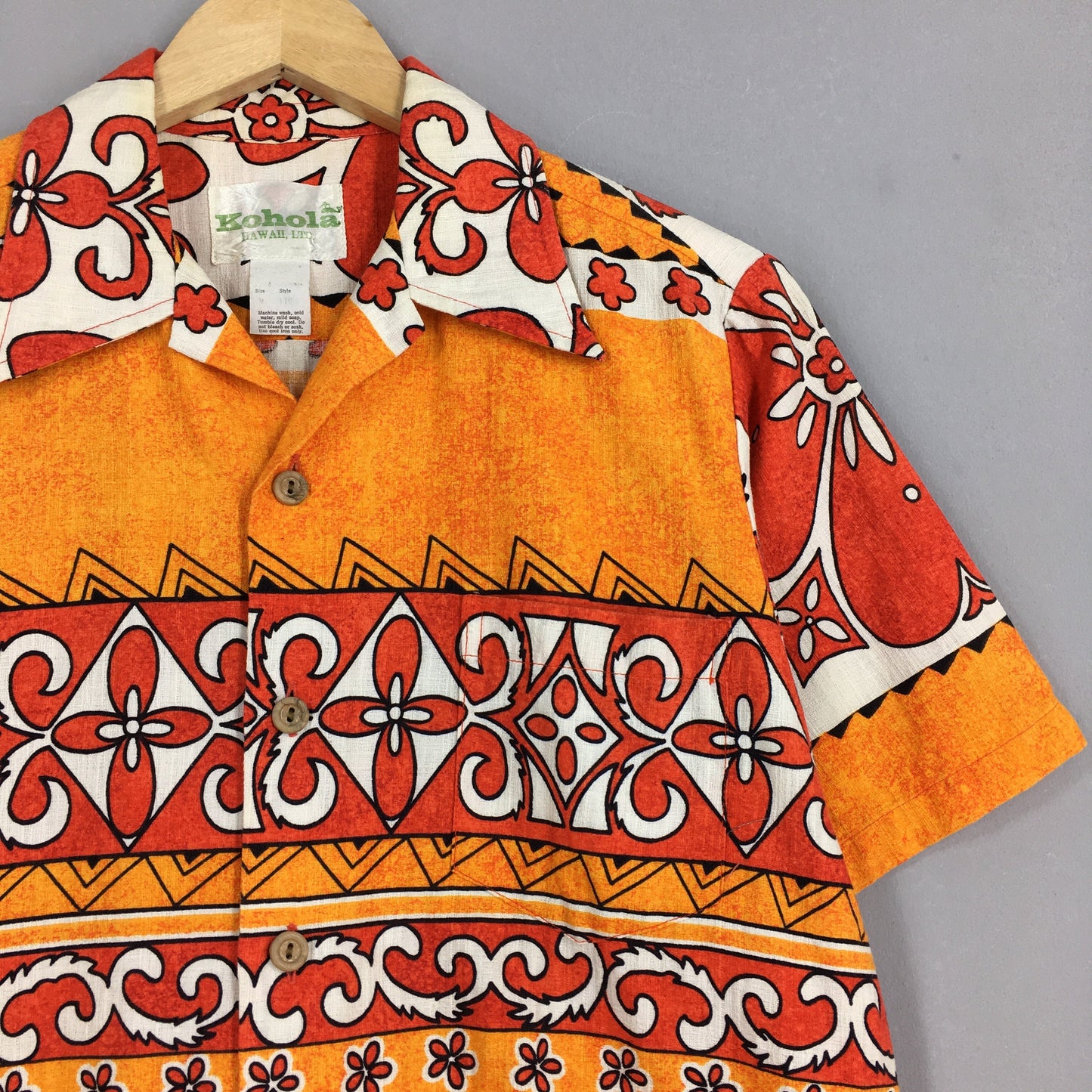 Vintage Kohola Hawaii Aloha Orange Shirts Medium