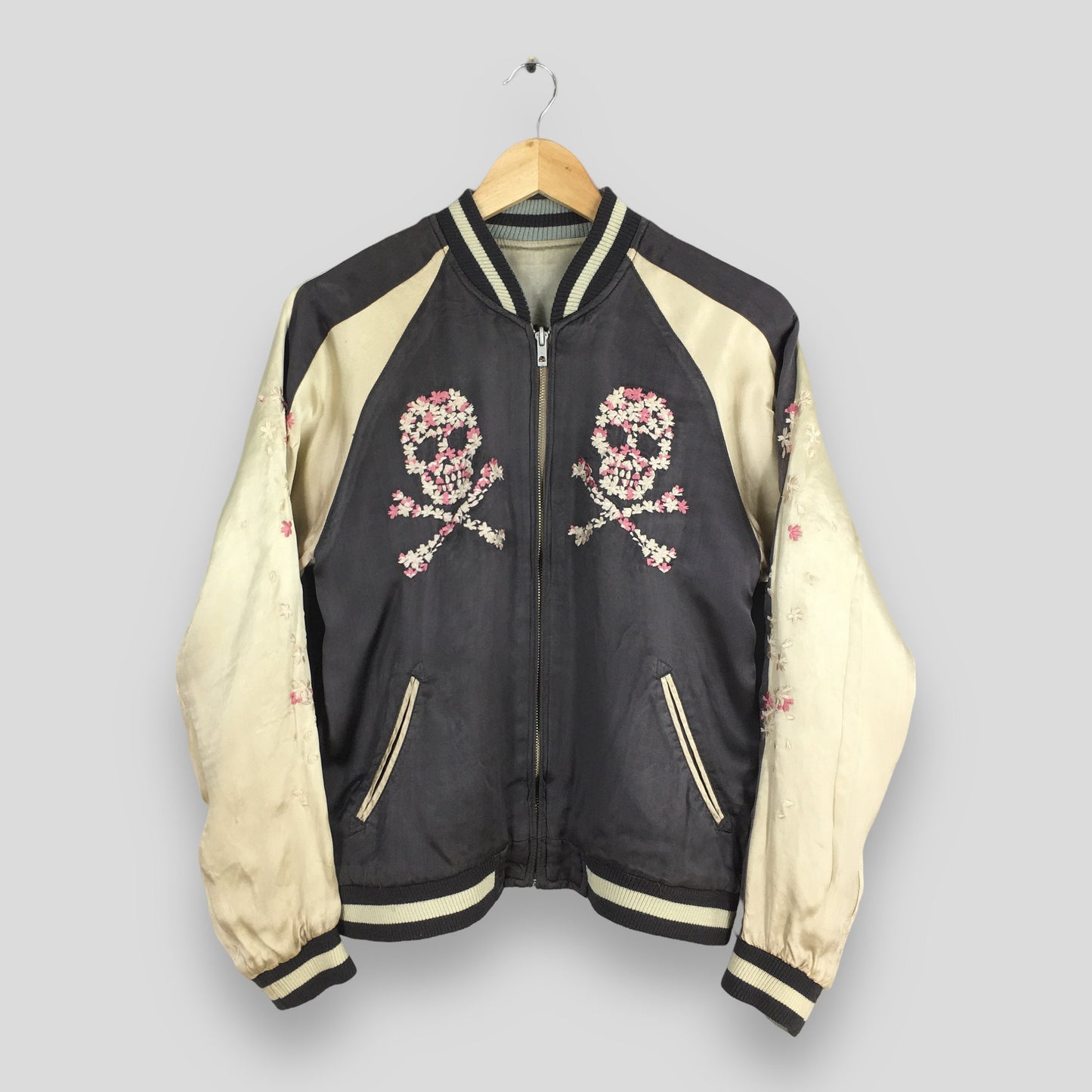 Japanese Classics Script Skull Sukajan Reversible Jacket Small