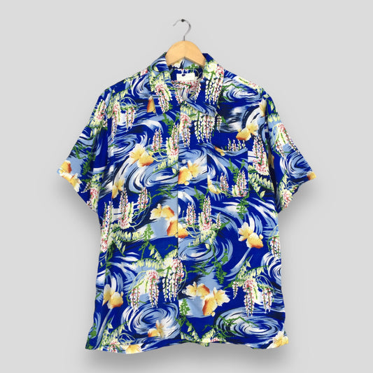 Hawaiian Patina Japanese Gold Fish Rayon Shirt Medium