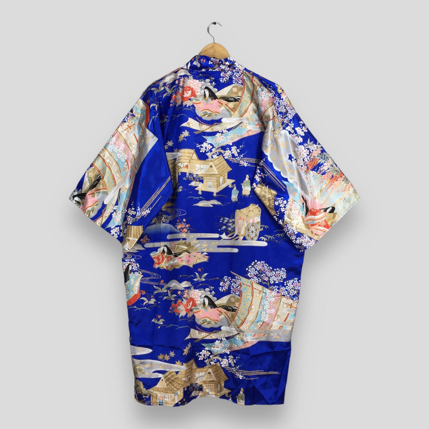 Geisha Japanese Sukajan Blue Kimono XLarge