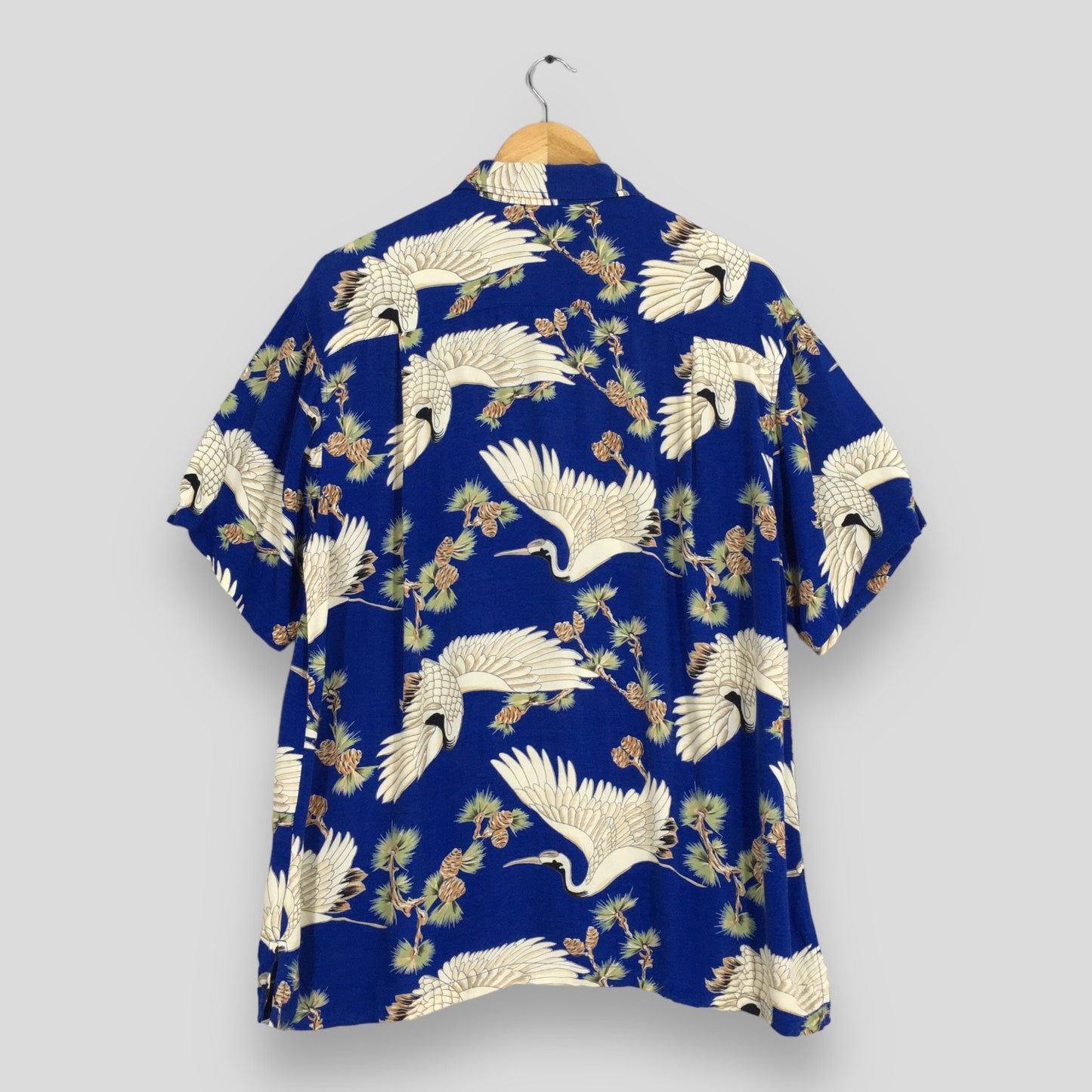 Hawaiian Japanese Sun Surf Phoenix Bird Rayon Shirt Medium