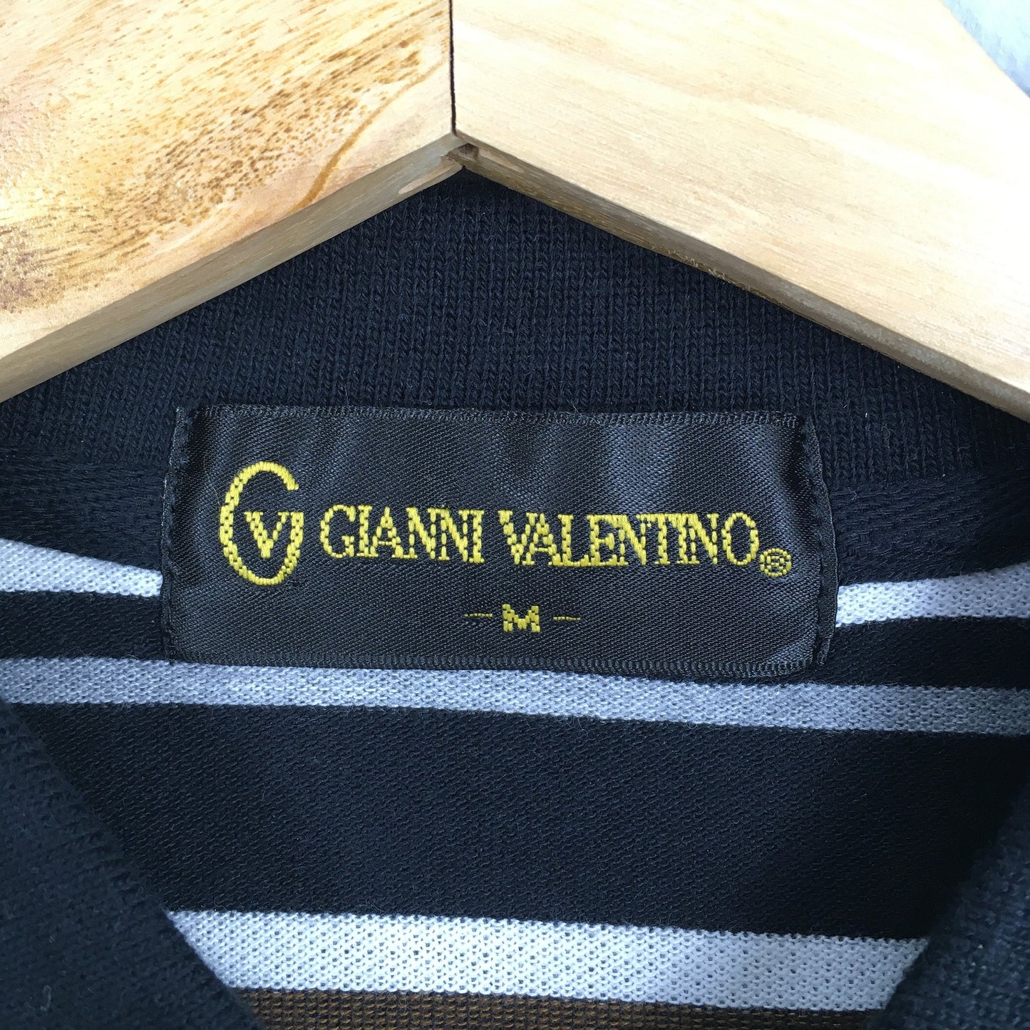 Gianni Valentino Italy Stripes Polos Shirt Medium