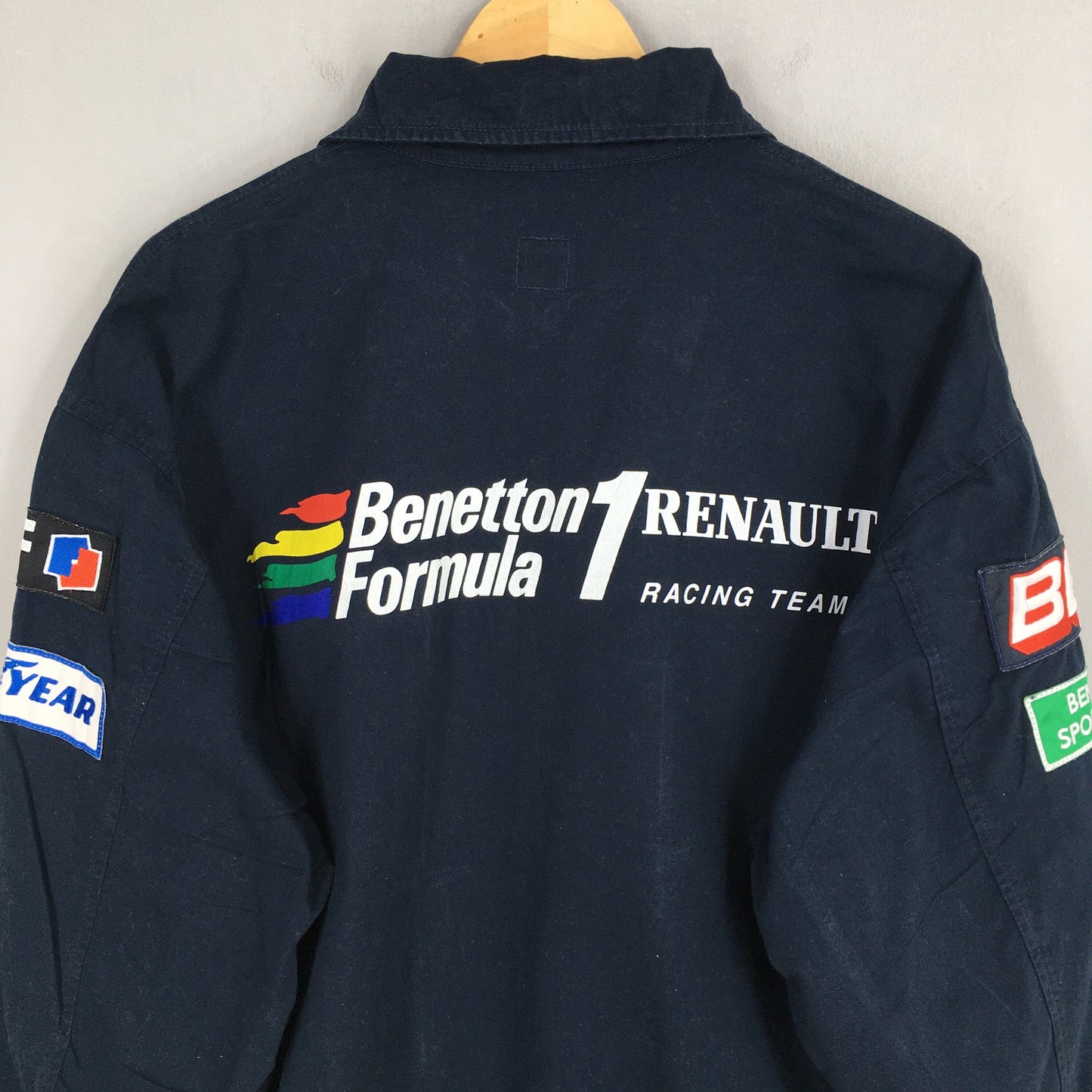 Benetton Formula 1 Embroidery Blue Bomber Jacket Large