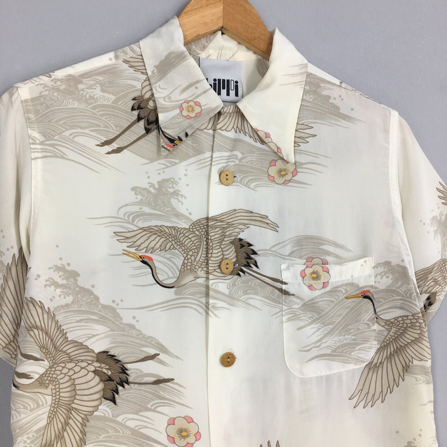 Hawaiian Japanese Phoenix Bird Rayon Shirt Small