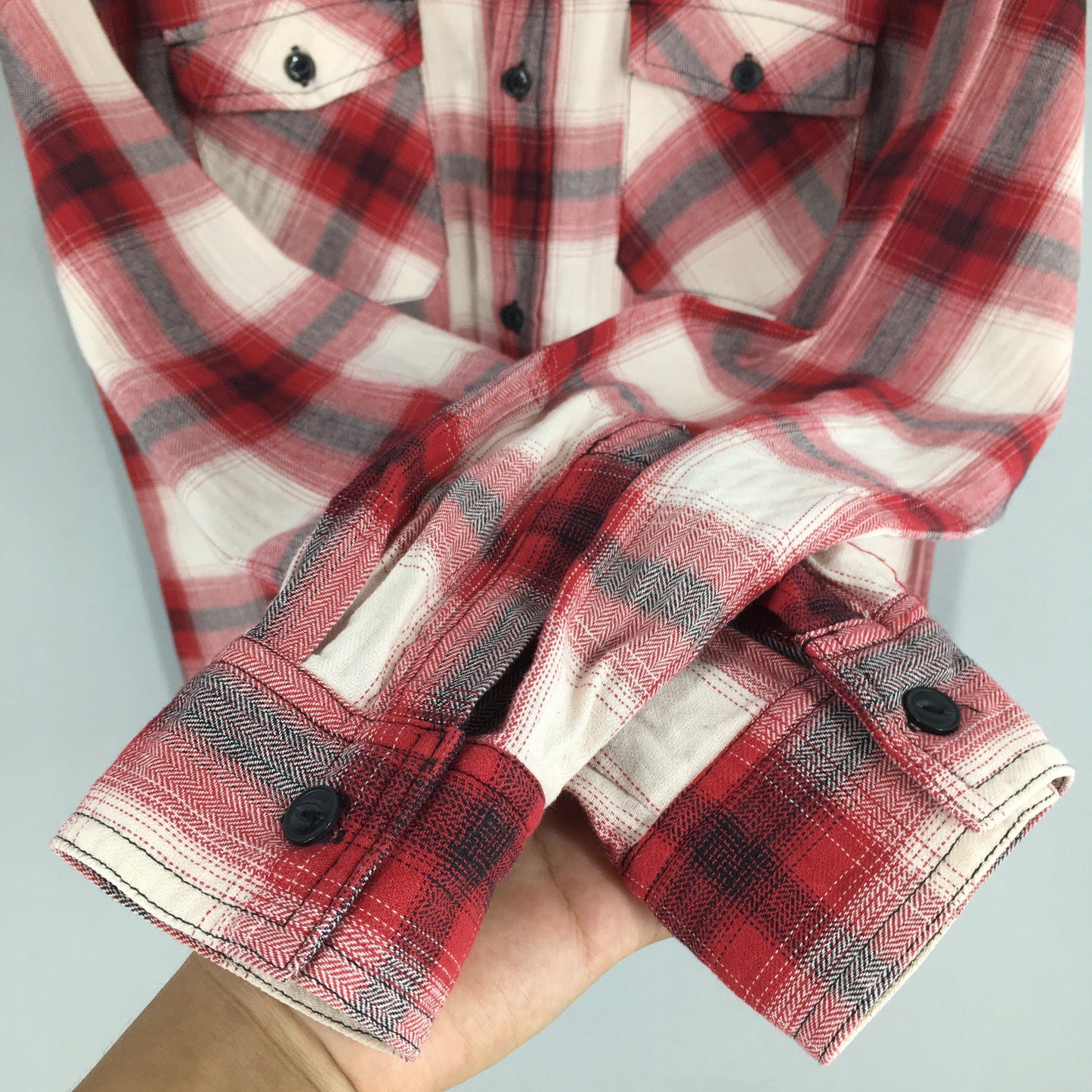 Jackrose Japan Plaid Shadow Red Flannel Shirt Small