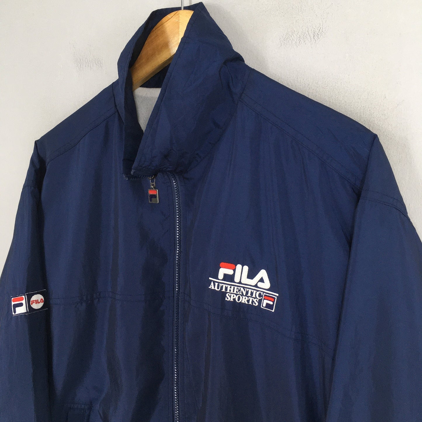 Fila Sports Blue Windbreaker Jacket Large