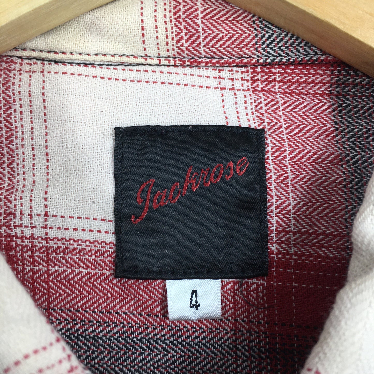 Jackrose Japan Plaid Shadow Red Flannel Shirt Small