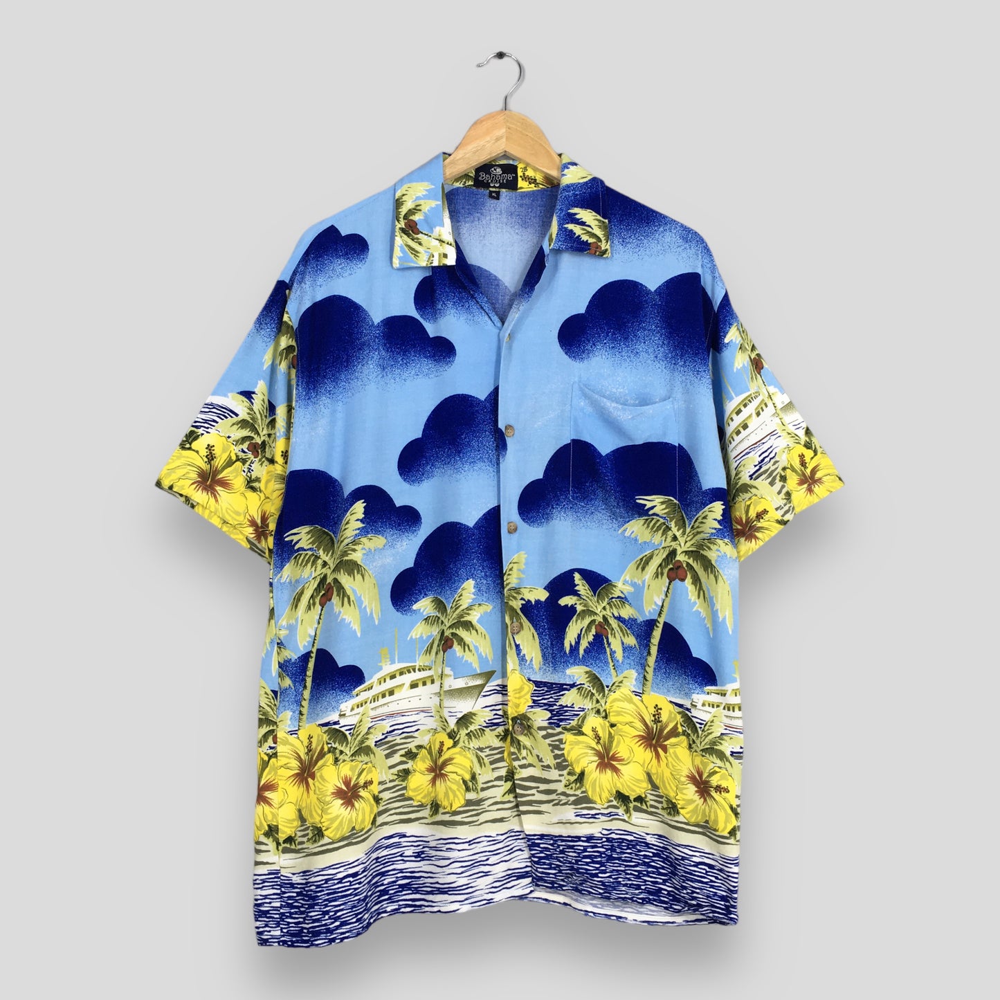 Hawaiian Aloha Tropical Blue Shirt XLarge