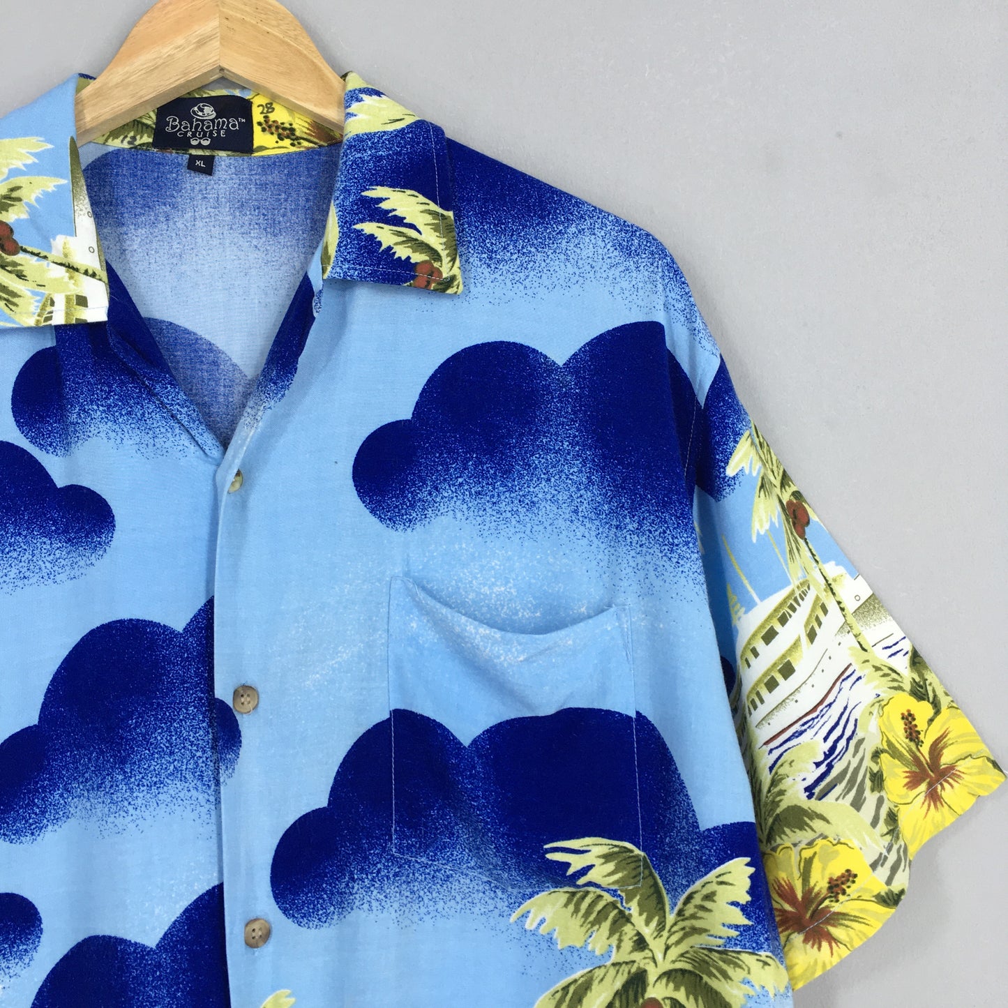 Hawaiian Aloha Tropical Blue Shirt XLarge