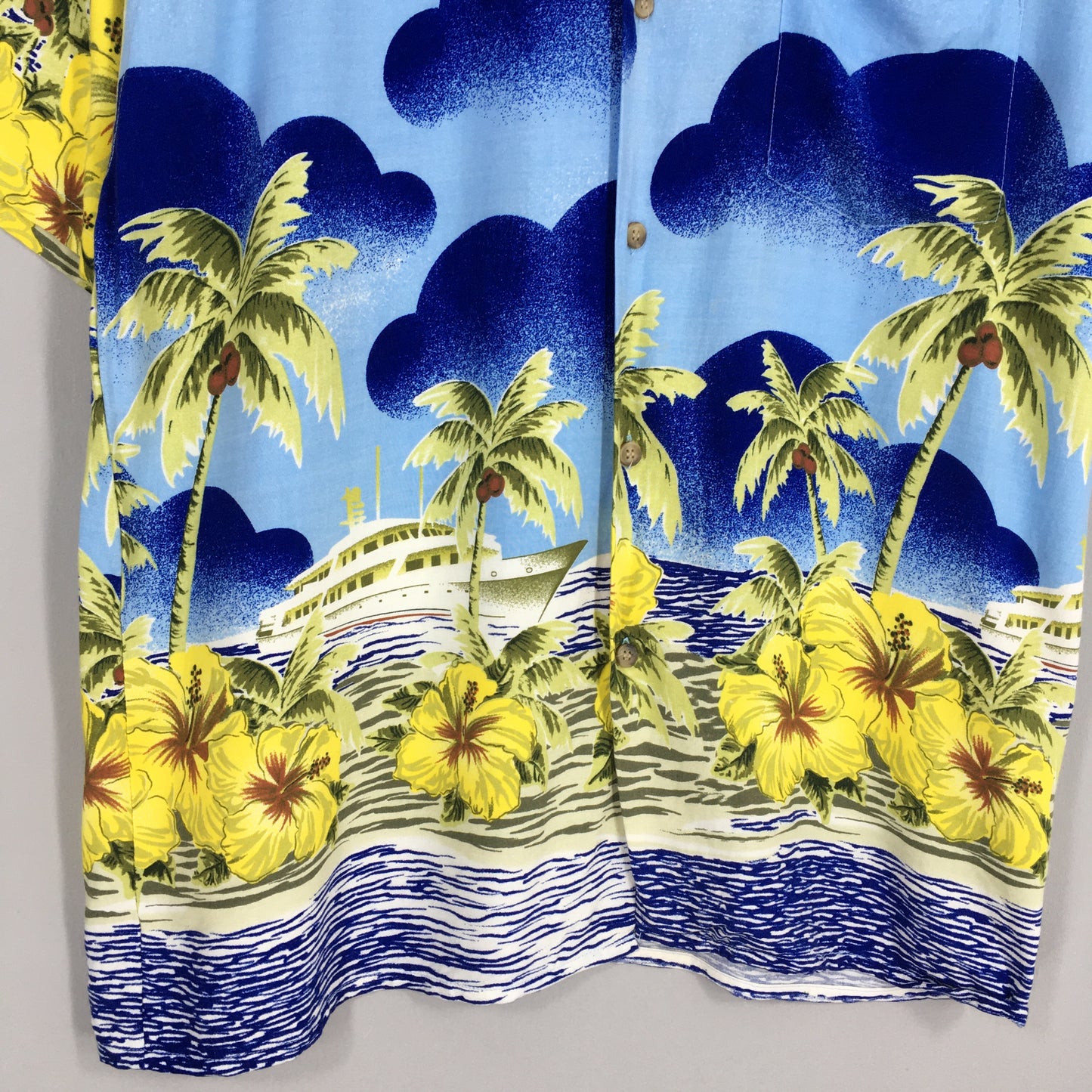 Hawaiian Aloha Tropical Blue Shirt XLarge