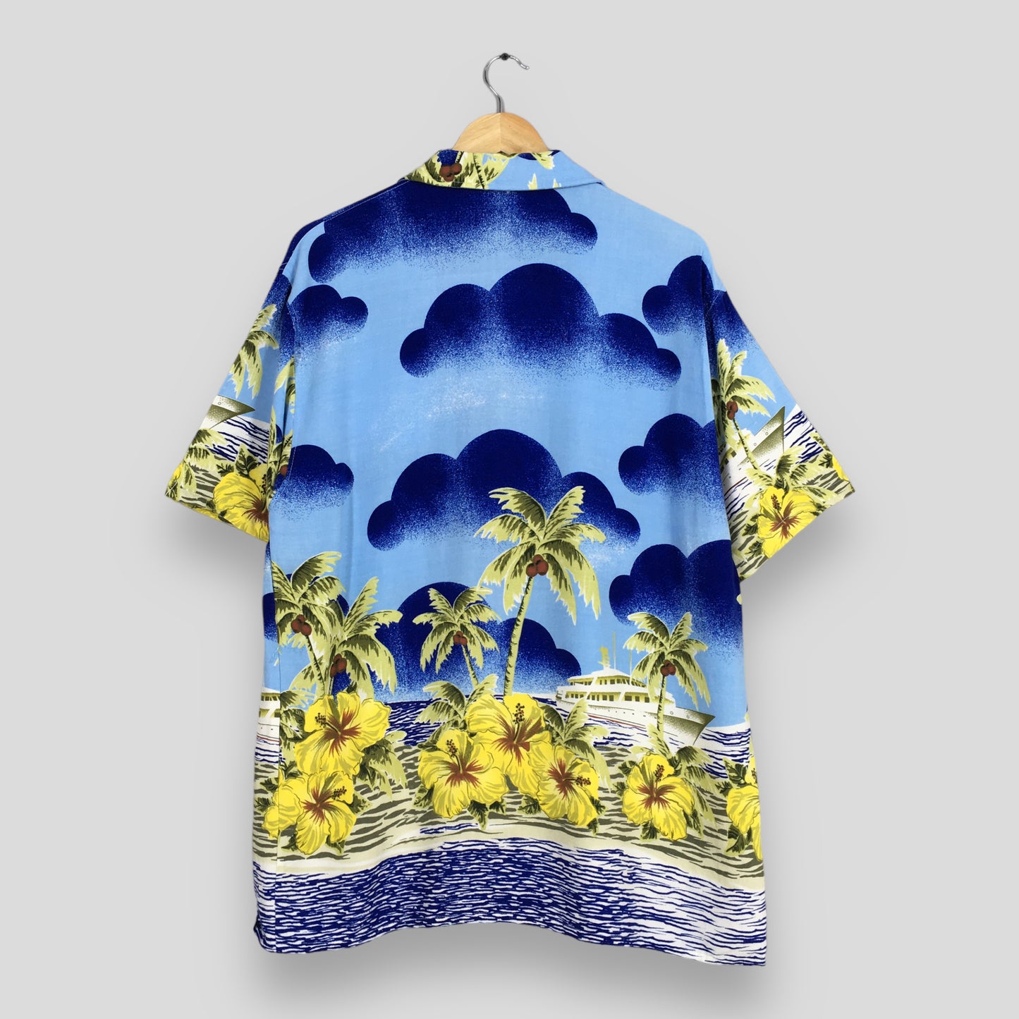 Hawaiian Aloha Tropical Blue Shirt XLarge