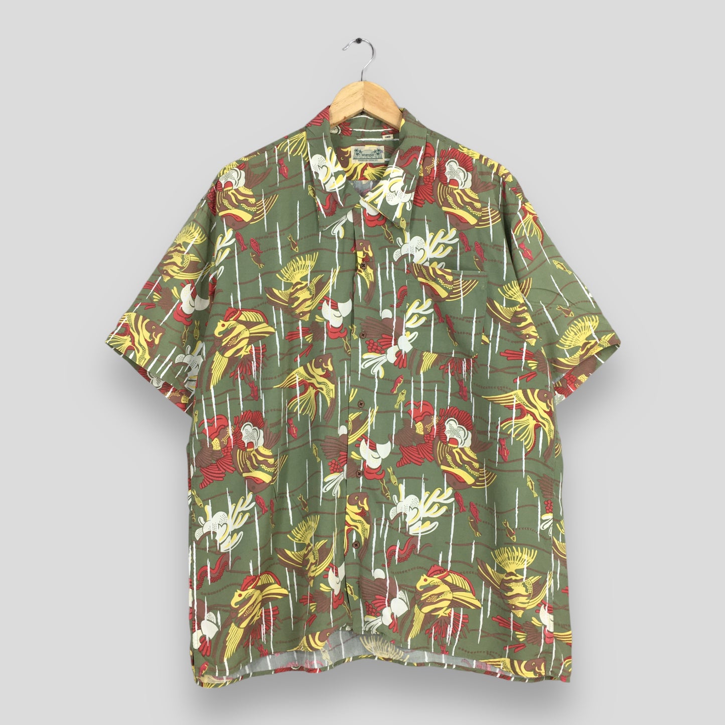 Wrangler Hawaiian Patina Nemo Fish Aloha Rayon Shirt Large