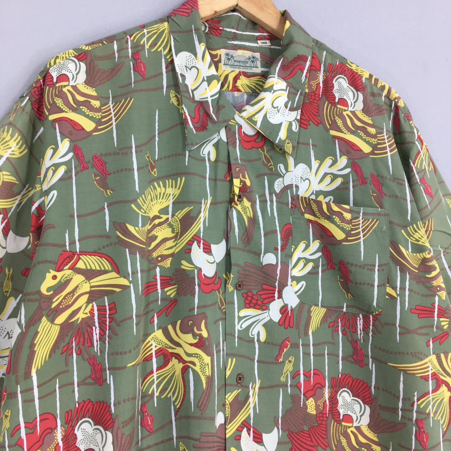 Wrangler Hawaiian Patina Nemo Fish Aloha Rayon Shirt Large