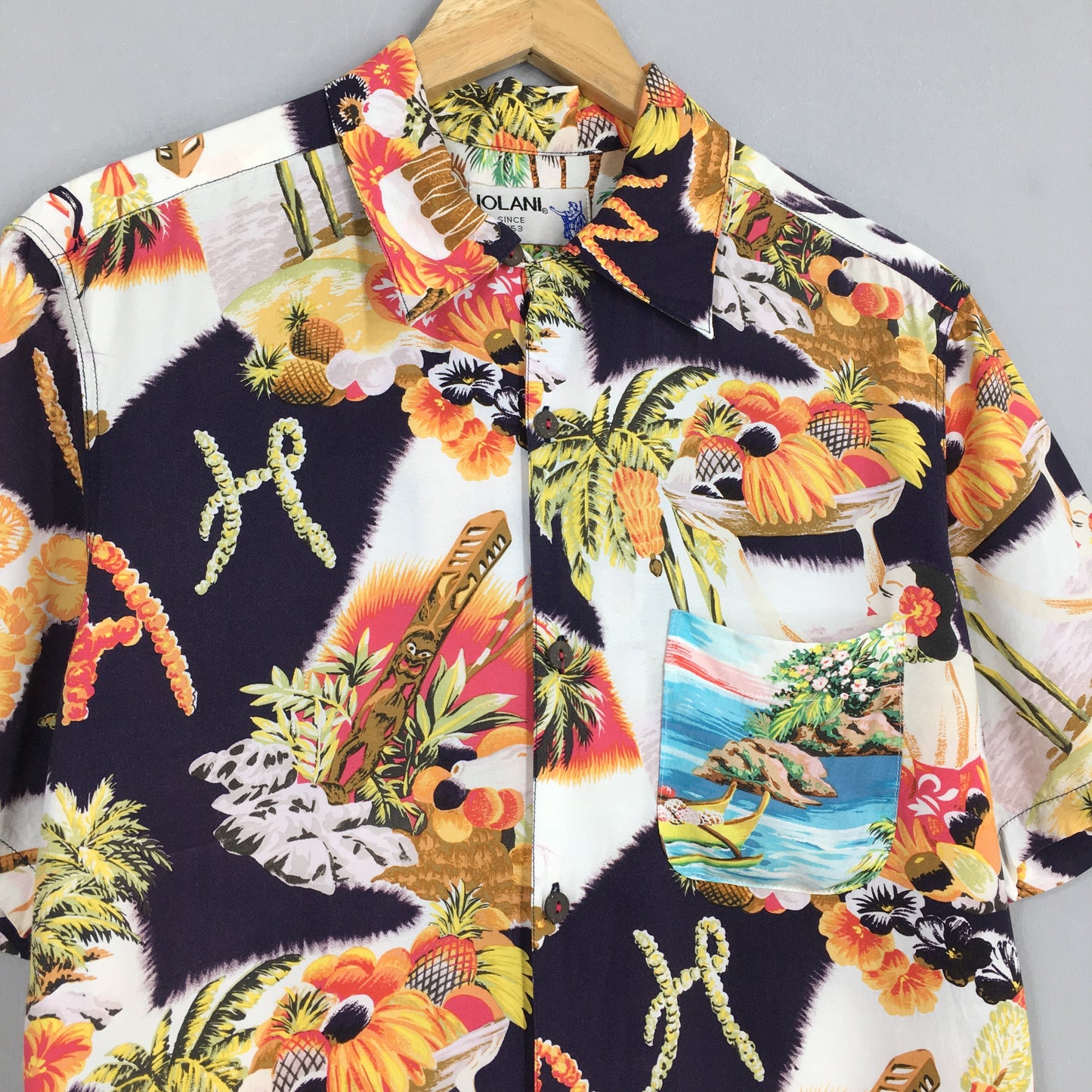 Iolani Hawaii Aloha Hula Girl Shirt Medium