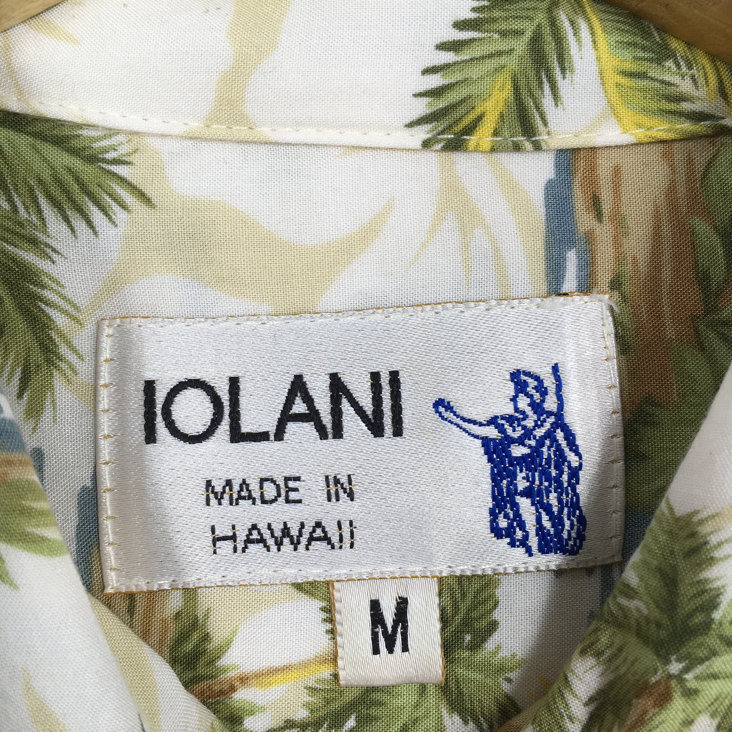 Vintage Iolani Palm Tree Beach View Aloha Rayon Shirt Medium