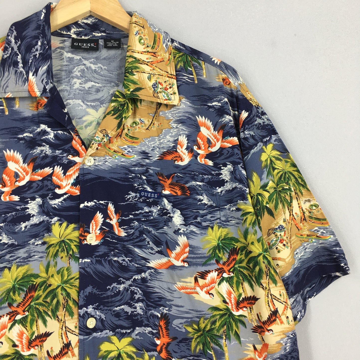 Vintage Guess Hawaiian Aloha Tropical Shirt Medium