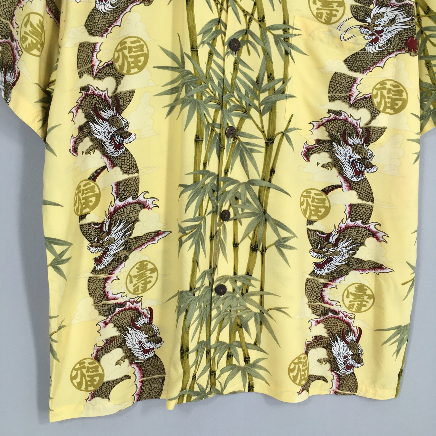 Dragon Bamboo Aloha Hawaii Rayon Shirt Medium