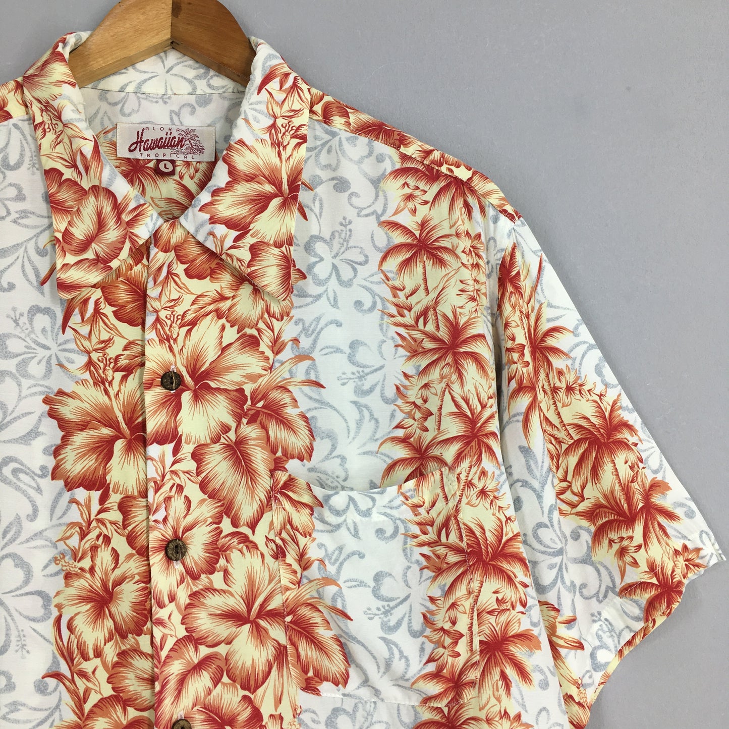 Vintage Hawaiian Hibiscus Flower Tropical Hawaii Shirt Large