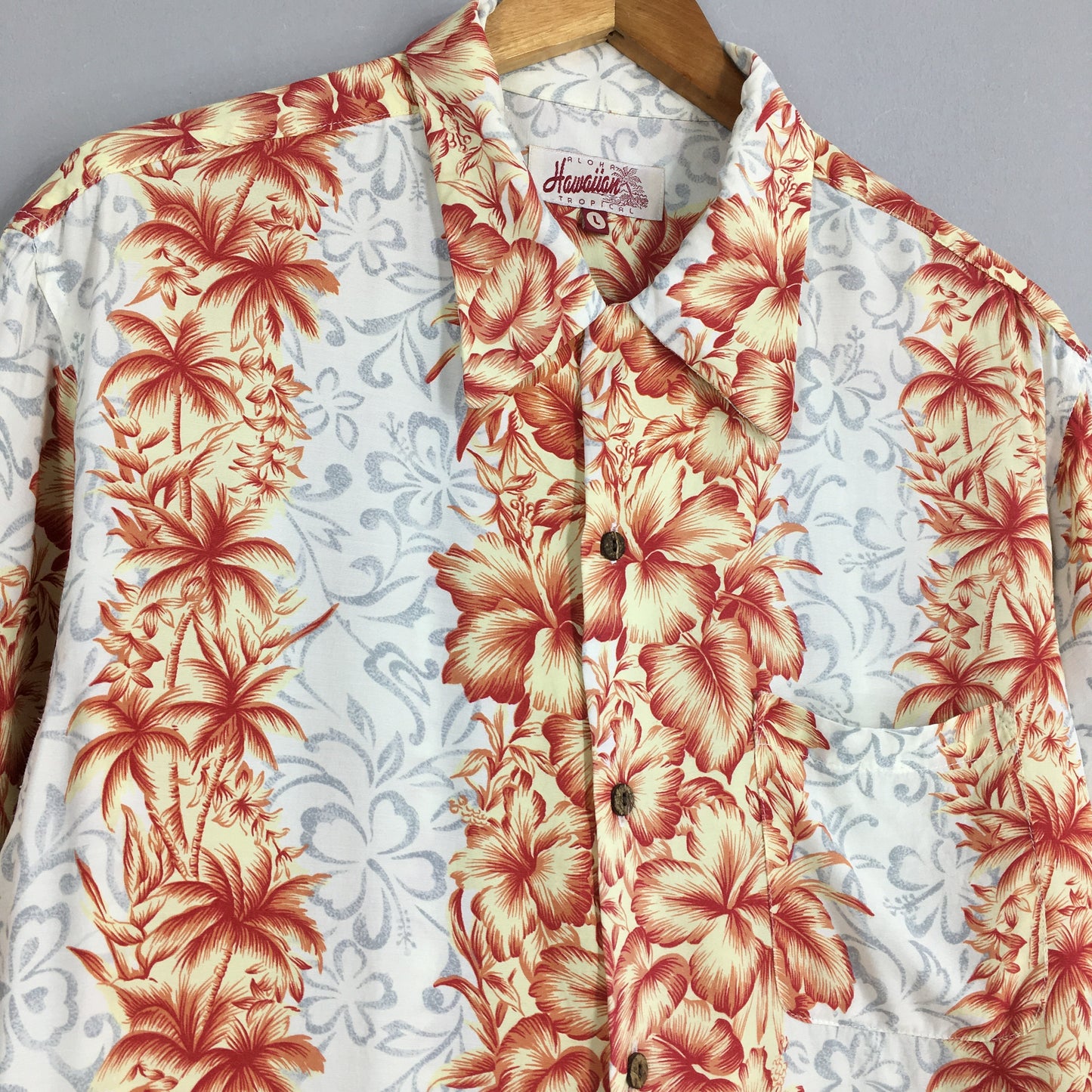 Vintage Hawaiian Hibiscus Flower Tropical Hawaii Shirt Large