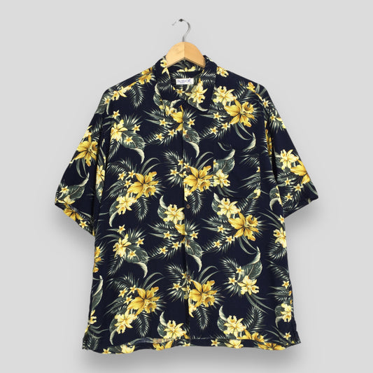 Vintage Hawaiian Flower Rayon Shirt XLarge