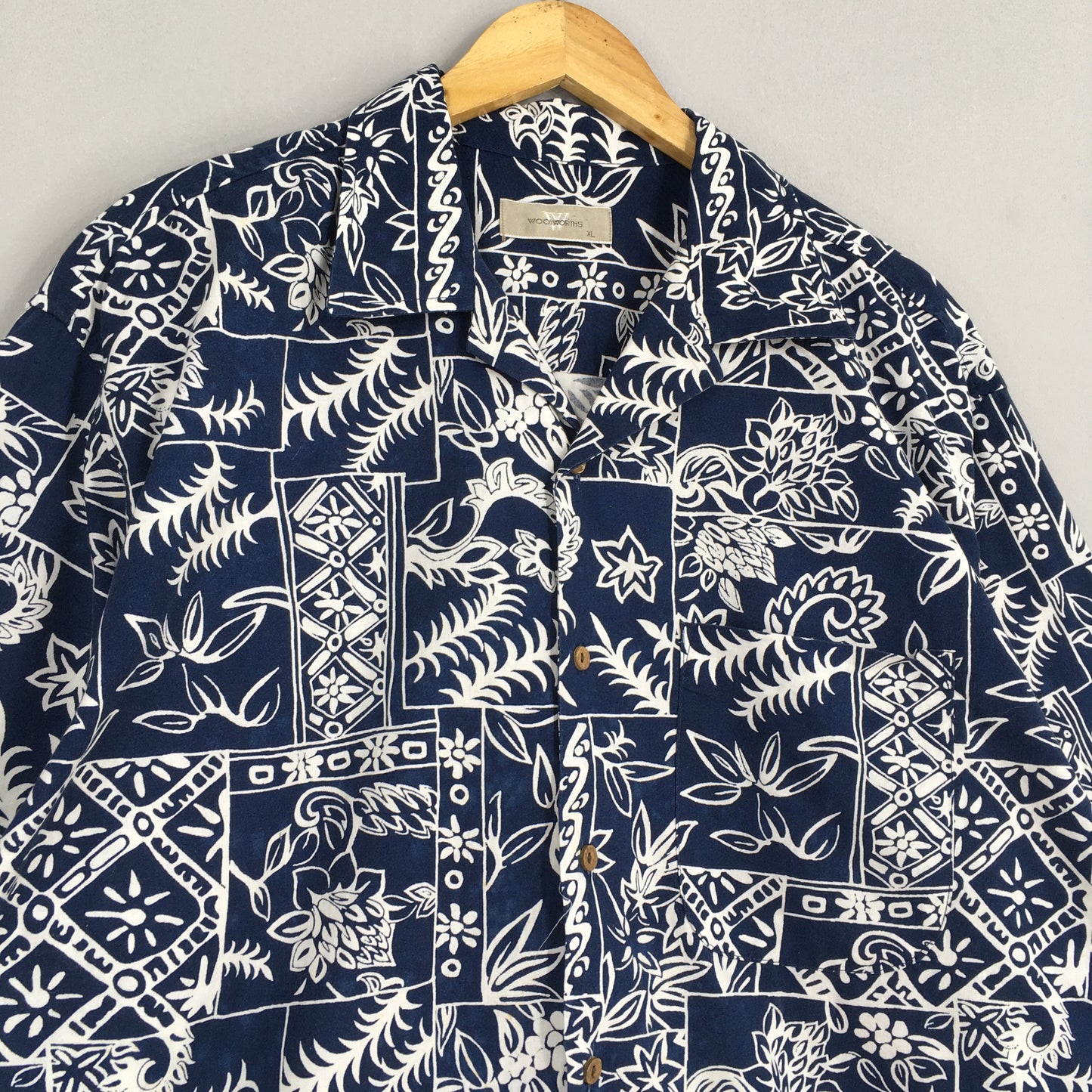 Vintage Hawaiian Aloha Floral Tropical Cotton Shirt XLarge