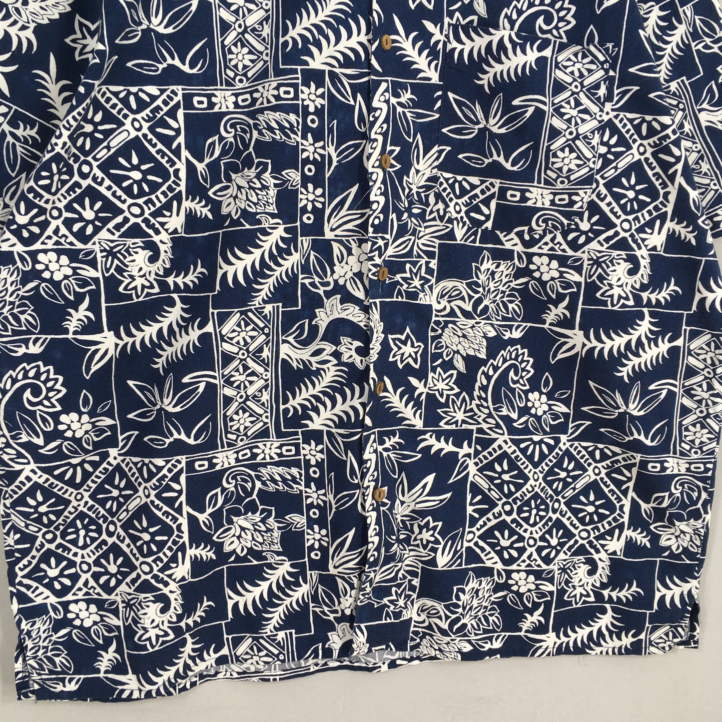 Vintage Hawaiian Aloha Floral Tropical Cotton Shirt XLarge