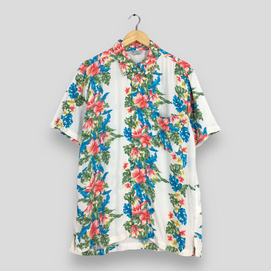 Vintage Hawaii Aloha Floral Hibiscus Shirt Large