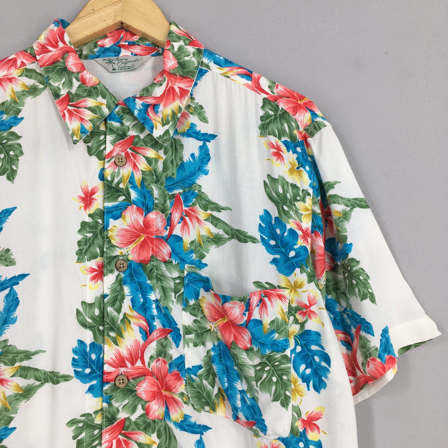 Vintage Hawaii Aloha Floral Hibiscus Shirt Large