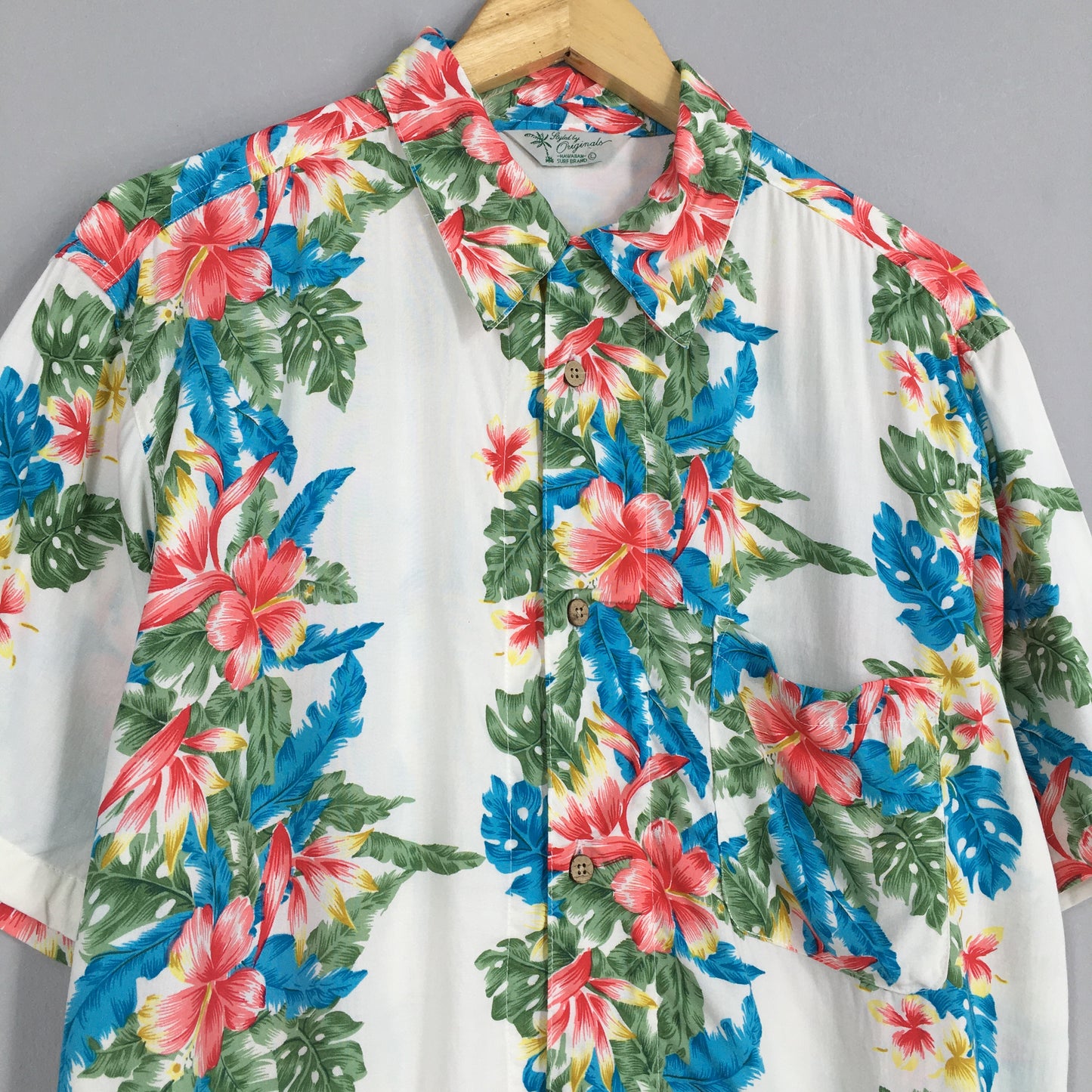 Vintage Hawaii Aloha Floral Hibiscus Shirt Large