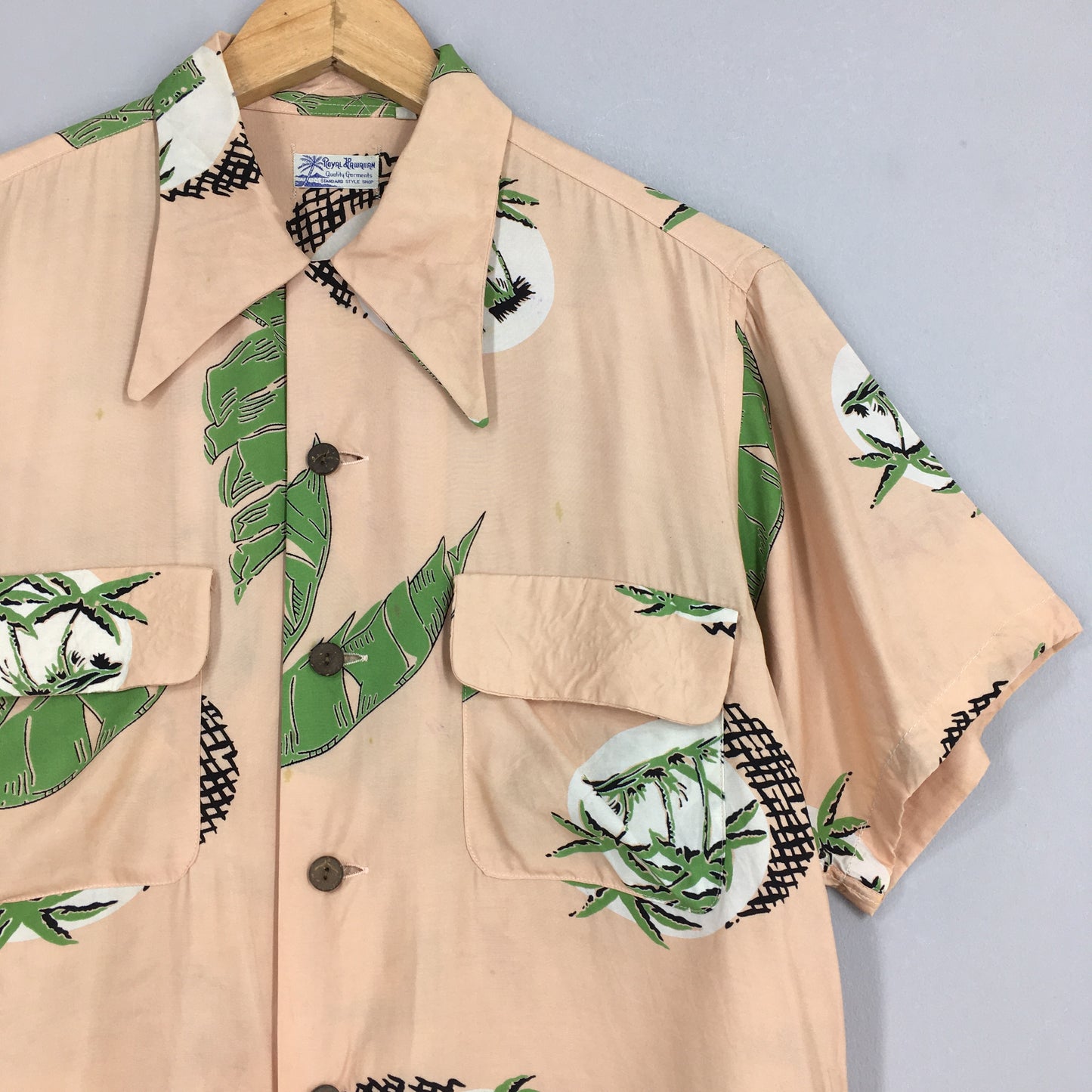 Hawaiian Aloha Coconut Tree Rayon Shirt Medium