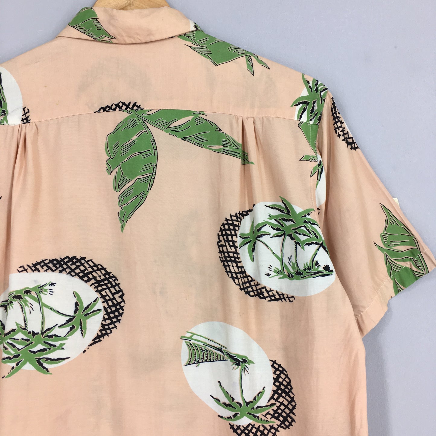 Hawaiian Aloha Coconut Tree Rayon Shirt Medium