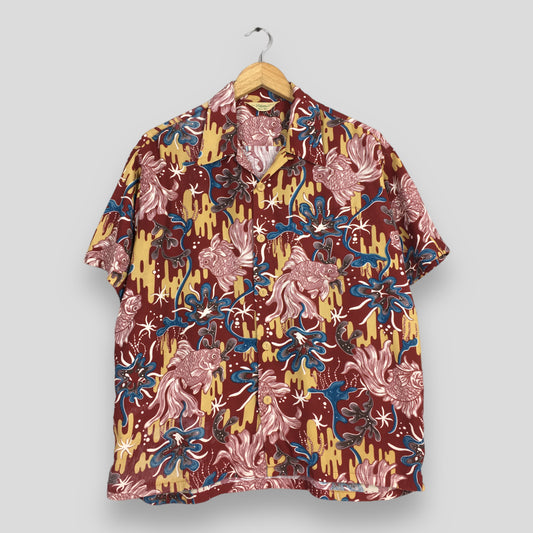 Edwin Hawaiian Gold Fish Japanese Rayon Shirt Large