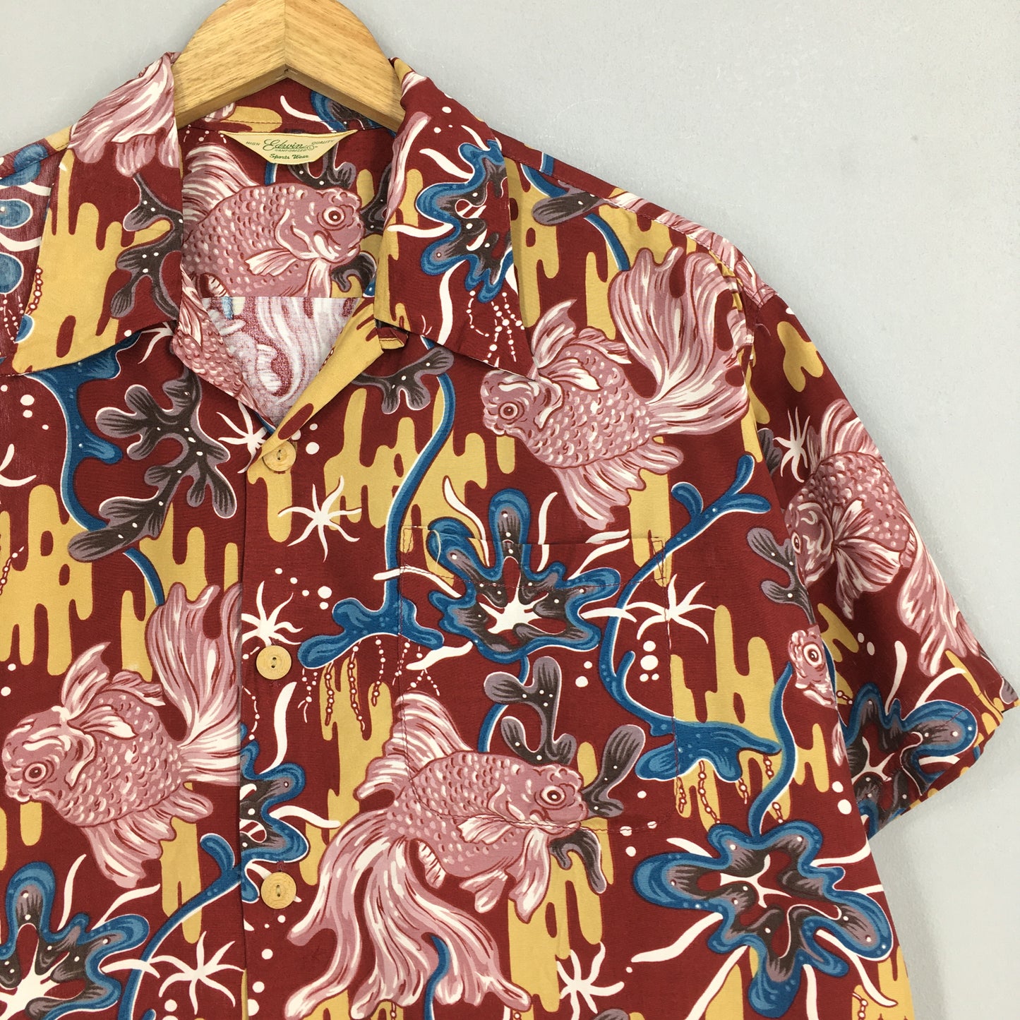 Edwin Hawaiian Gold Fish Japanese Rayon Shirt Large