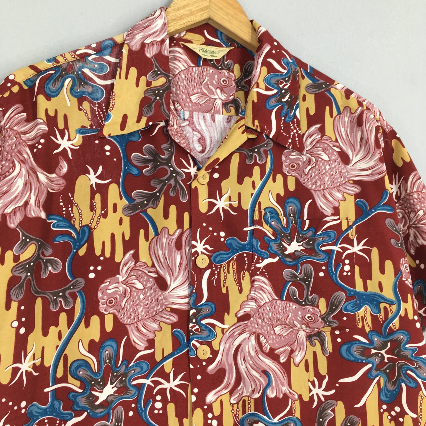 Edwin Hawaiian Gold Fish Japanese Rayon Shirt Large